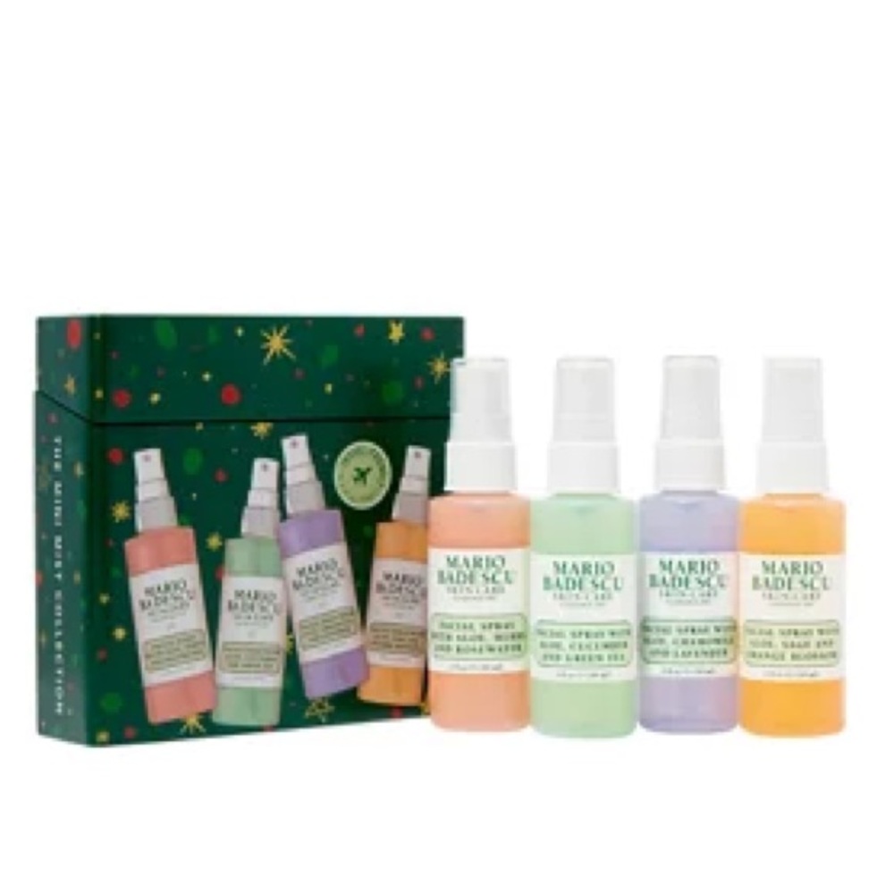 Mario Badescu Mini Mist Collection Set 4X2 fl. oz. Bottles in Green Holiday Tin